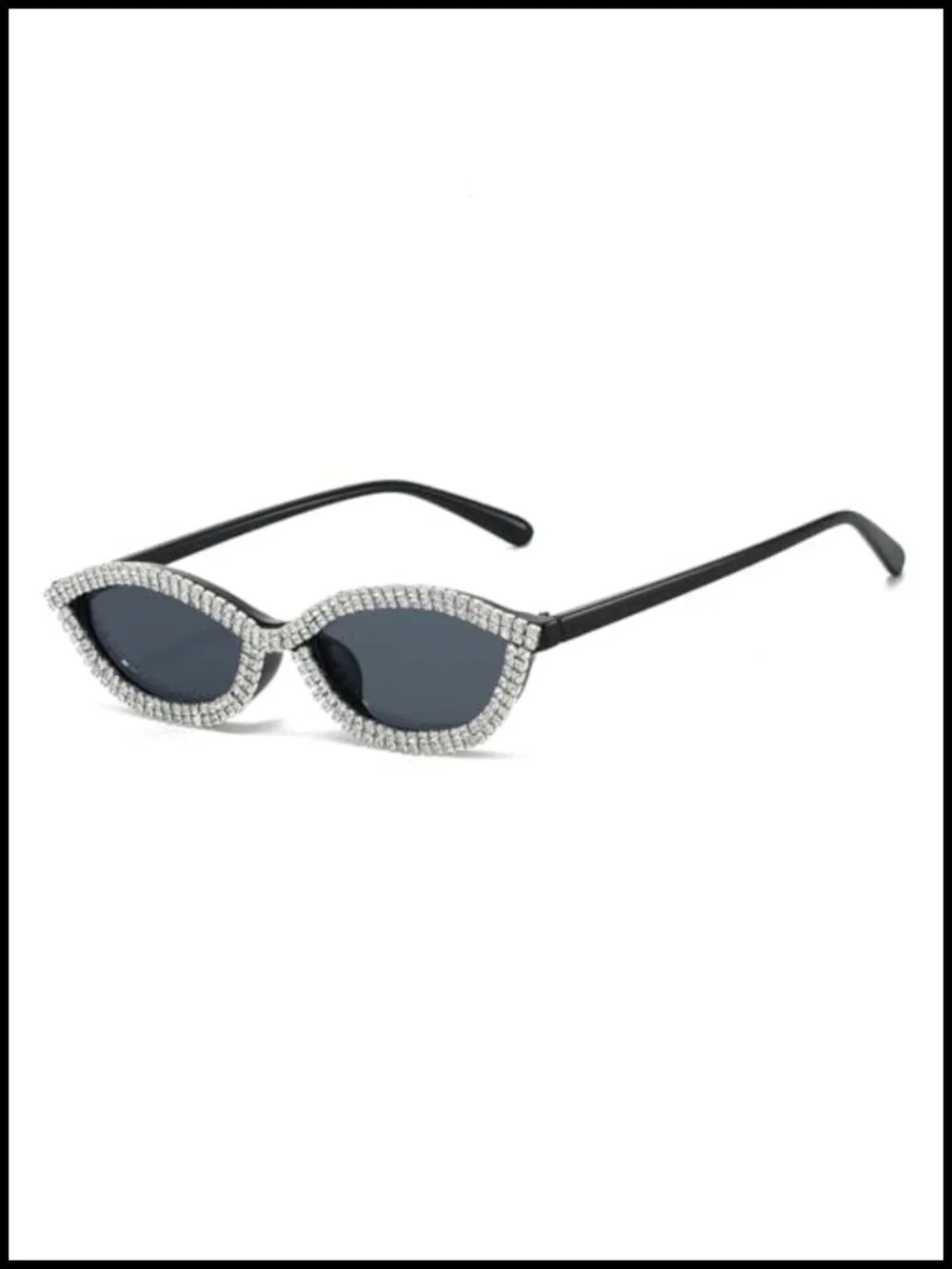 Rhinestone Cat Eye Oval Sunglasses for Women Retro Bling Party Shades UV400